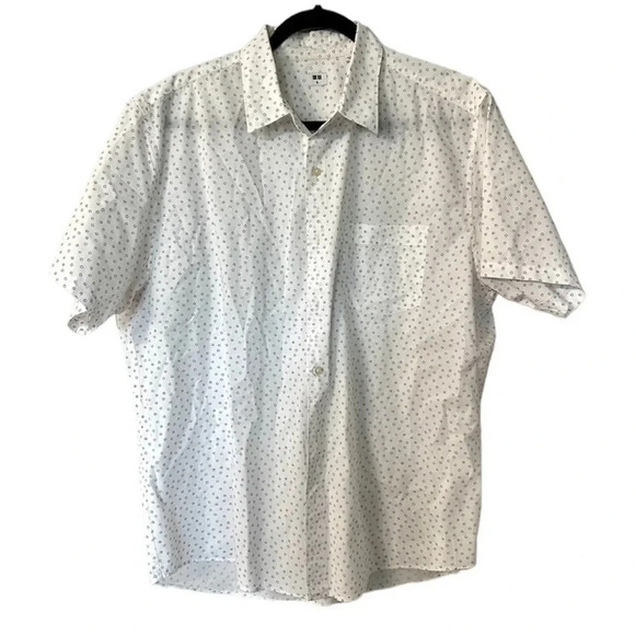 UniQlo Men's Extra Fine Cotton Short Sleeve White Button Up Shirt Size XL GUC - Picture 1 of 8